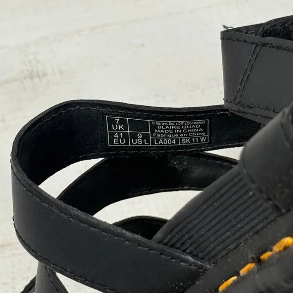 Dr. Martens Blaire Quad Platform Gladiator Sandals Black Hydro Leather Size 9 - Picture 12 of 13